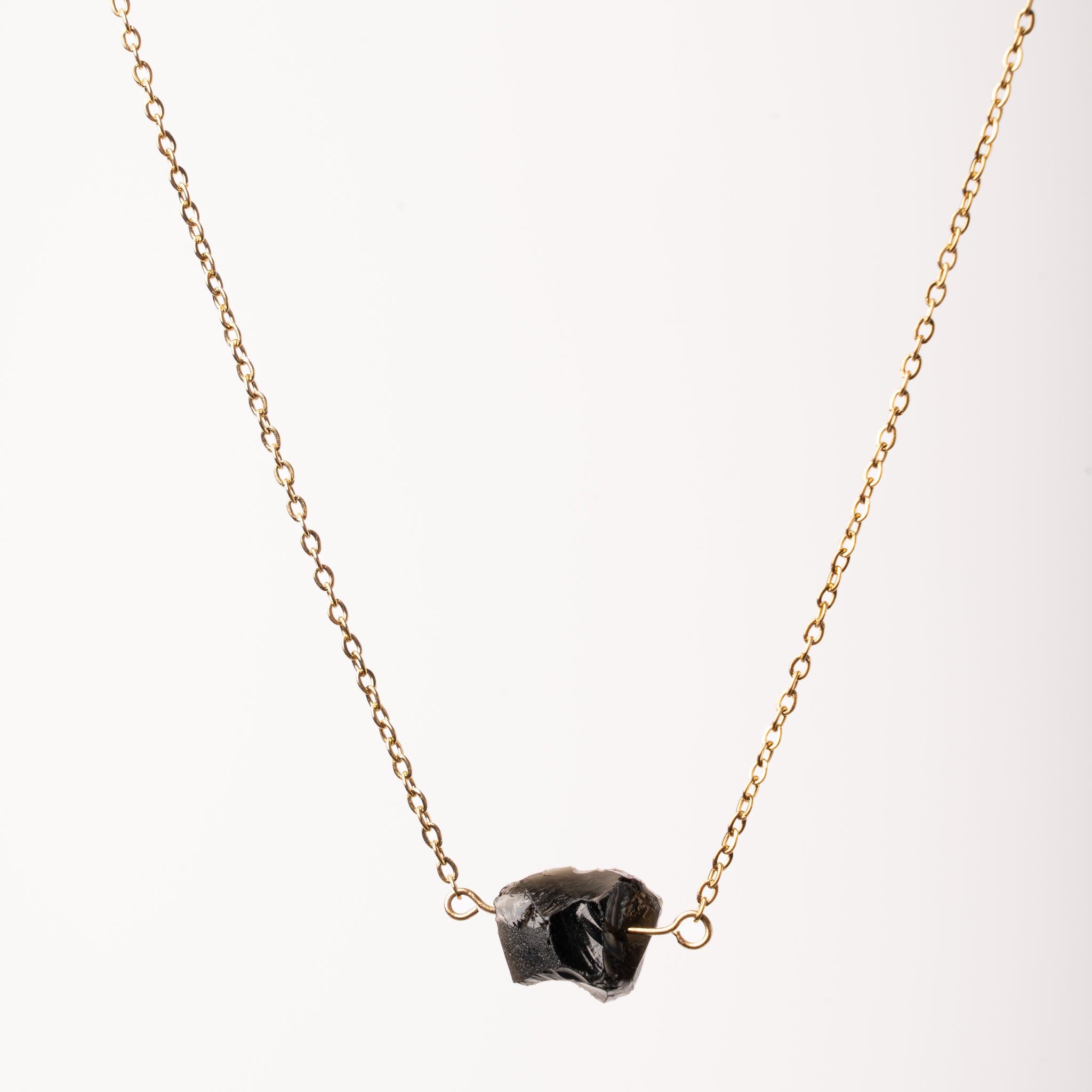 Black Obsidian Quartz Crystal Necklace