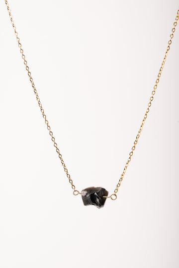 Black Obsidian Quartz Crystal Necklace